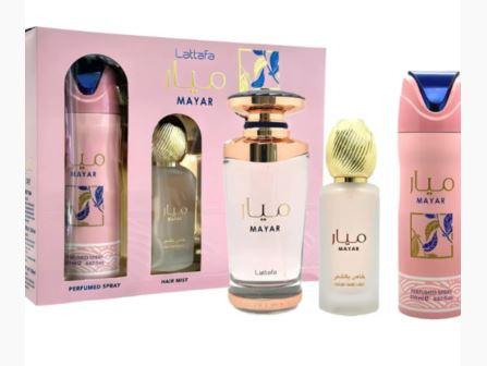 Estuche Lattafa Mayar Mujer 3pzs 100ml EDP+Splash+Spray caballo